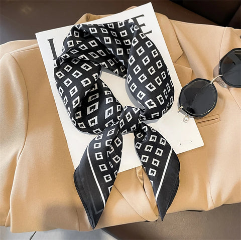 Luxury Silk Plaid Scarf for Women