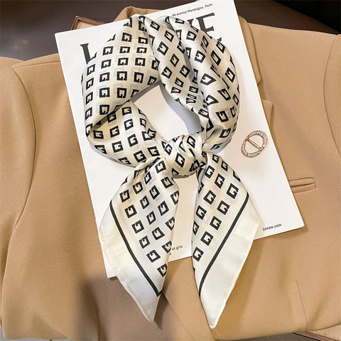 Luxury Silk Plaid Scarf for Women