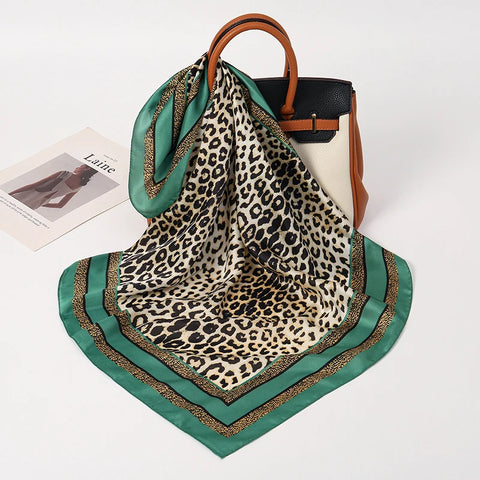 Leopard Print Silk Hairband Scarf for Women