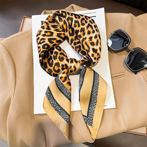2024 Silk Cat Print Shawl Headscarf