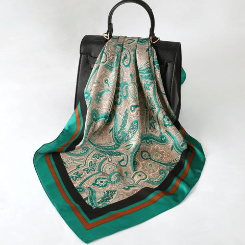 70cm Fashion Print Satin Silk Scarf for Women