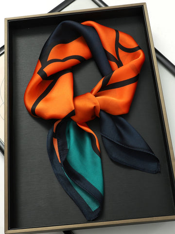 Flower Silk Square Scarf for Women