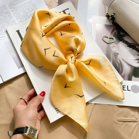 Luxury Animal Silk Satin Head Scarf for Women