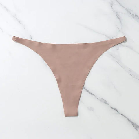 Ice Silk Seamless Panties for Women - Soft Thin Band Thongs & Bikini Underwear