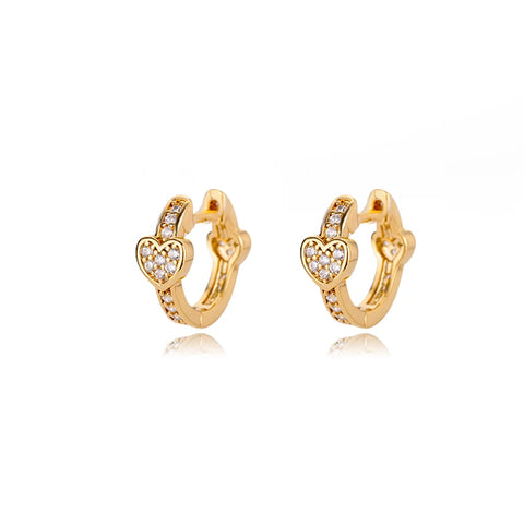Hollow Zircon Heart Earrings for Women - Luxury Stainless Steel Geometric Jewelry Gift