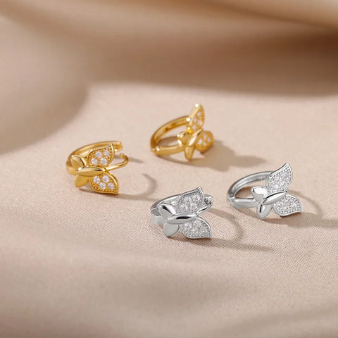 Stainless Steel Earrings for Women - Geometric Butterfly Twist Heart Zircon Minimalist Wedding Aesthetic Jewelry Gift 2023