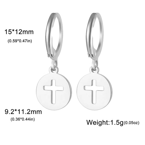 Skyrim Fashion Women Girls Stainless Steel Earrings - Heart Cross Flower Turtle Sun Pendant Hoop Earrings Jewelry Gift Wholesale