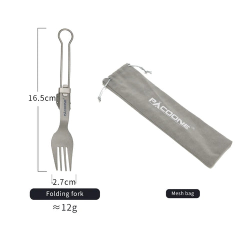 PACOONE Camping Titanium Spork - Ultralight Outdoor Tableware for Hiking and Traveling