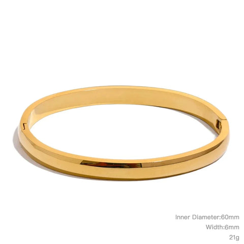 Yhpup 60mm Waterproof 316L Stainless Steel Round Smooth Bracelet Bangle - Minimalist 18k Gold Charm Jewelry for Women