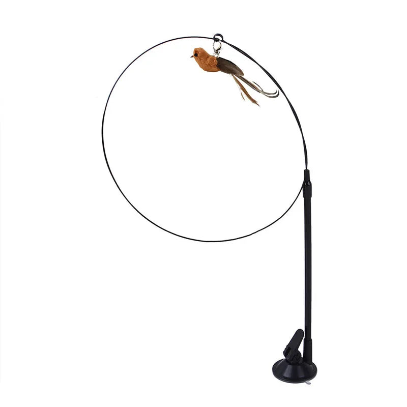 Cat Teasing Stick with Simulated Bird Feather - Interactive Cat Toy