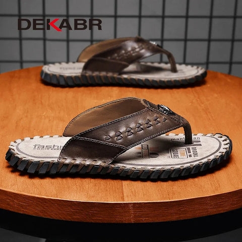 DEKABR Luxe Herenpantoffels van Echt Leer 