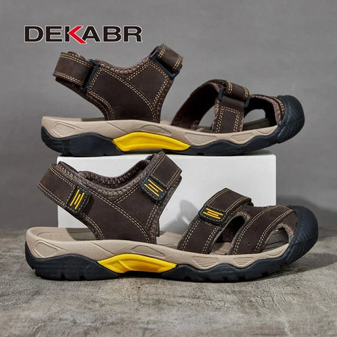DEKABR Herren-Sommersandalen aus echtem Leder 