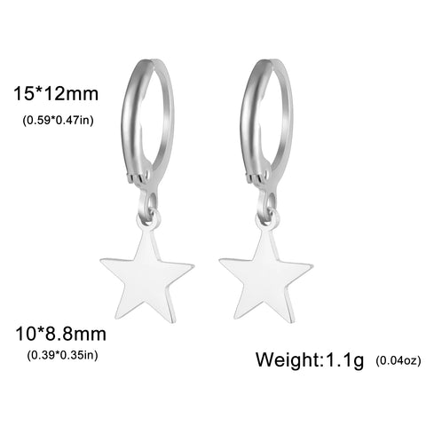 Skyrim Moon Star Drop Earrings – Gold Stainless Steel Hoop Earrings for Women and Girls