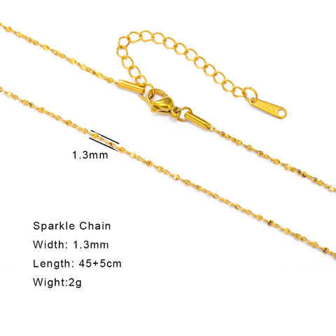 Skyrim Stainless Steel Gold Color Chain Necklace for Women – Minimalist Cuban Paperclip Twisted Snake Chain Fashion Jewelry
