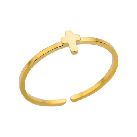 Stainless Steel Round Rings for Women - Geometric Gold Color Crystal Ring - Aesthetic Wedding Party Jewelry Gift