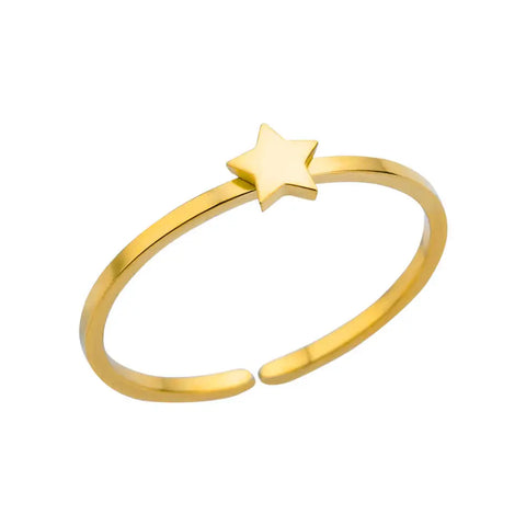 Zircon Moon Star Rings for Women - Stainless Steel Adjustable Aesthetic Jewelry