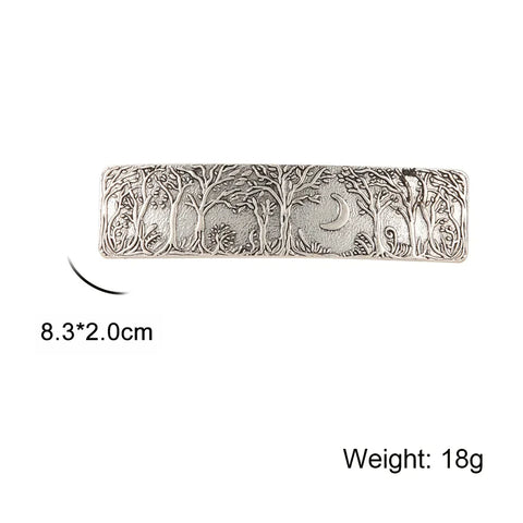 Vintage Moon Phase Tree Forest Hair Clip | Crescent Moon Hair Accessories for Women
