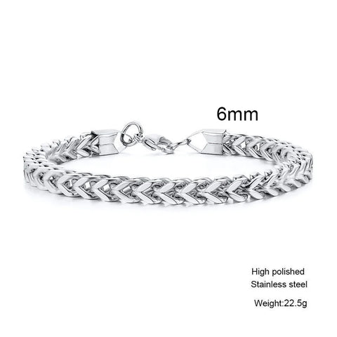 Stylish Stainless Steel Bali Foxtail Chain Bracelet for Men - Double Franco Link Chain Bracelet