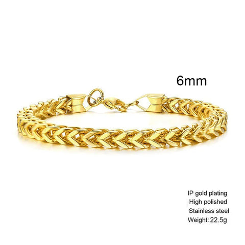 Stylish Stainless Steel Bali Foxtail Chain Bracelet for Men - Double Franco Link Chain Bracelet