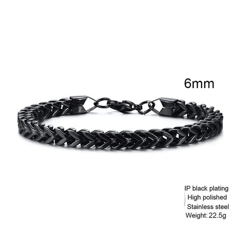 Stylish Stainless Steel Bali Foxtail Chain Bracelet for Men - Double Franco Link Chain Bracelet