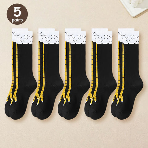 Trendy Cartoon Funny Chicken Claw Knee High Socks for Women - Fitness & Casual