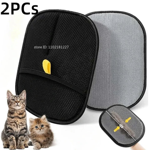 Double-Sided Pet Hair Removal Gloves for Cats and Dogs - Reusable Grooming Tool