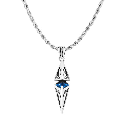 Stylish Blue Stone Necklaces for Men and Women - Stainless Steel Geometric Pendant Collar