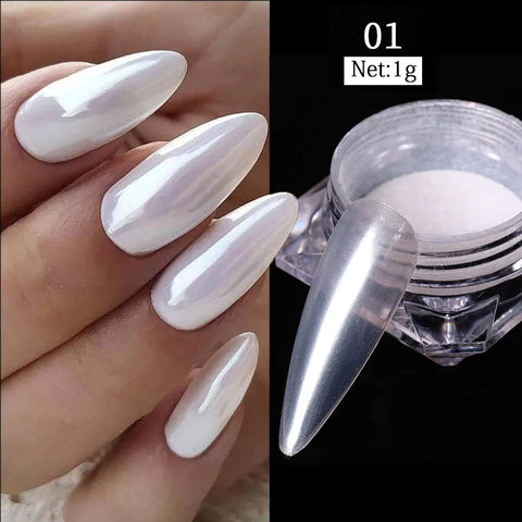 Pearl Aurora Nail Powder - Purple Pink Blue Chrome Glitter