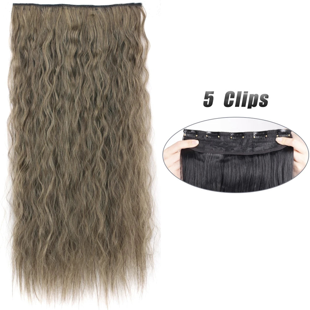 Synthetische 5 Clip-in haarextensies - Lang steil haarstuk 