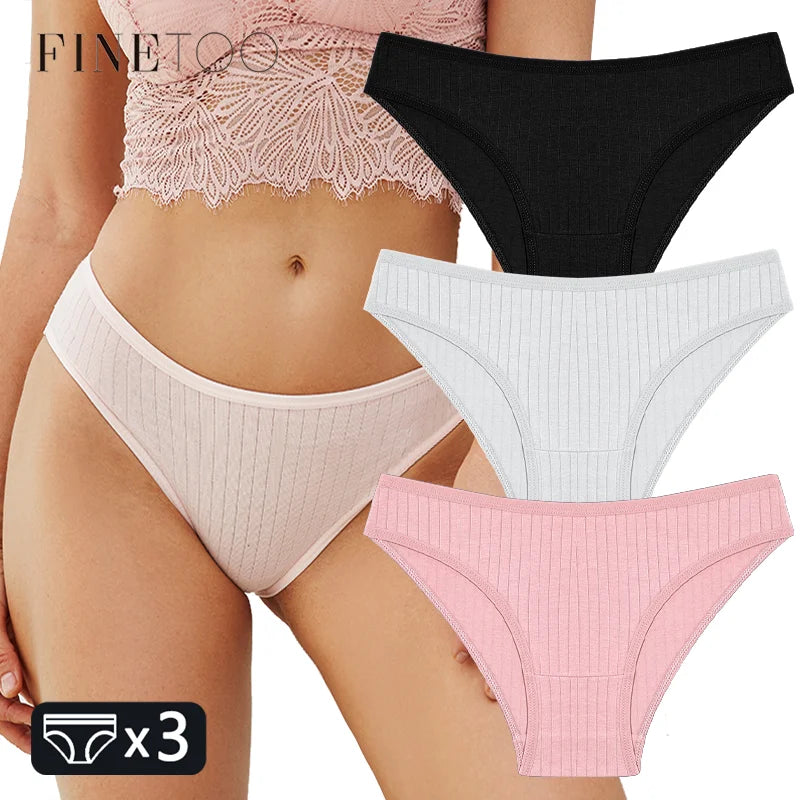 FINETOO 3PCS Women's Cotton Panties Set