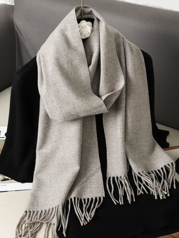 62-Color Cashmere Winter Scarf with Tassels