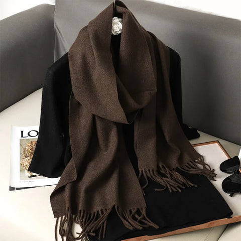 62-Color Cashmere Winter Scarf with Tassels