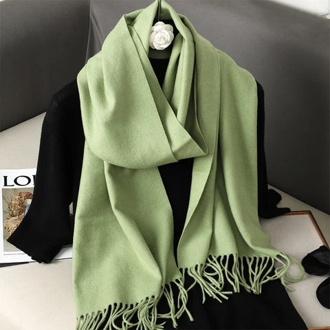 62-Color Cashmere Winter Scarf with Tassels