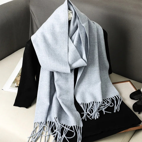 62-Color Cashmere Winter Scarf with Tassels