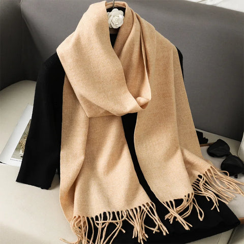 62-Color Cashmere Winter Scarf with Tassels