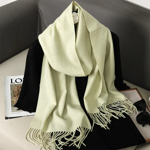 62-Color Cashmere Winter Scarf with Tassels