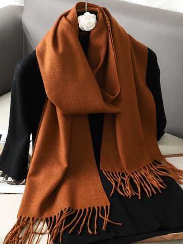 62-Color Cashmere Winter Scarf with Tassels