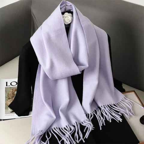 62-Color Cashmere Winter Scarf with Tassels