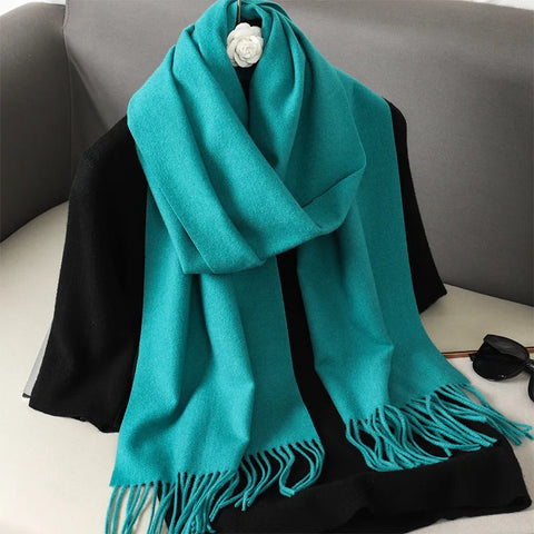 62-Color Cashmere Winter Scarf with Tassels