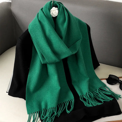 62-Color Cashmere Winter Scarf with Tassels
