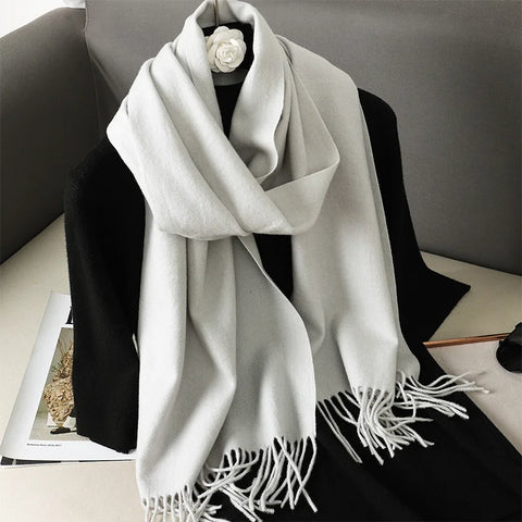62-Color Cashmere Winter Scarf with Tassels