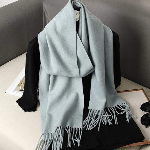 62-Color Cashmere Winter Scarf with Tassels