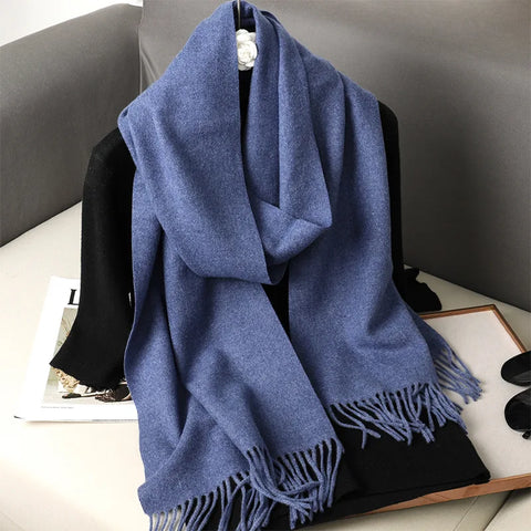 62-Color Cashmere Winter Scarf with Tassels