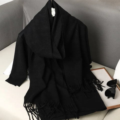 62-Color Cashmere Winter Scarf with Tassels