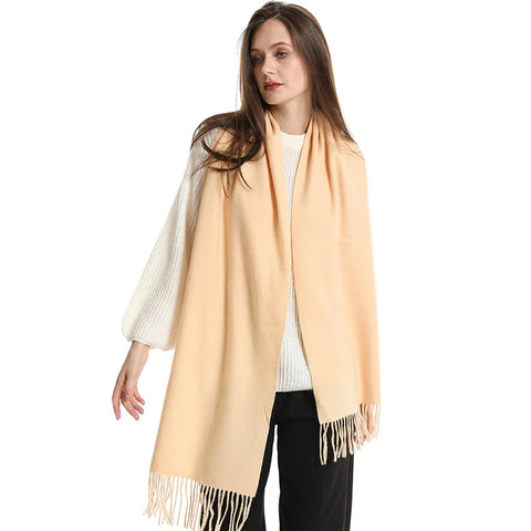 62-Color Cashmere Winter Scarf with Tassels