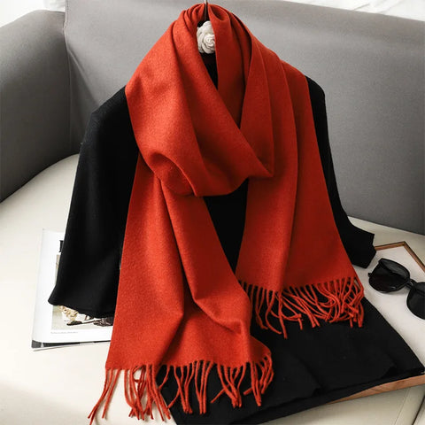 62-Color Cashmere Winter Scarf with Tassels