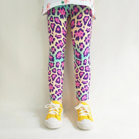 Girls' Floral Print Leggings for Spring & Autumn