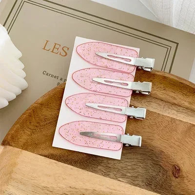 Cherry Pink Seamless Edge Clip - 2-4pcs Duckbill Hairpin for Women and Girls