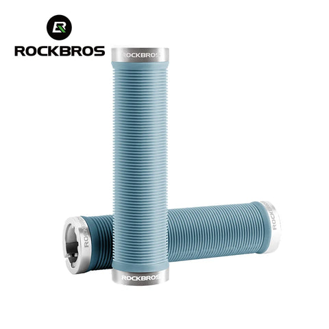 ROCKBROS Bicycle HandleBar Grips - Soft Rubber MTB Mountain Bike Grips with Dustproof Cover and Aluminum Alloy Lock Ring