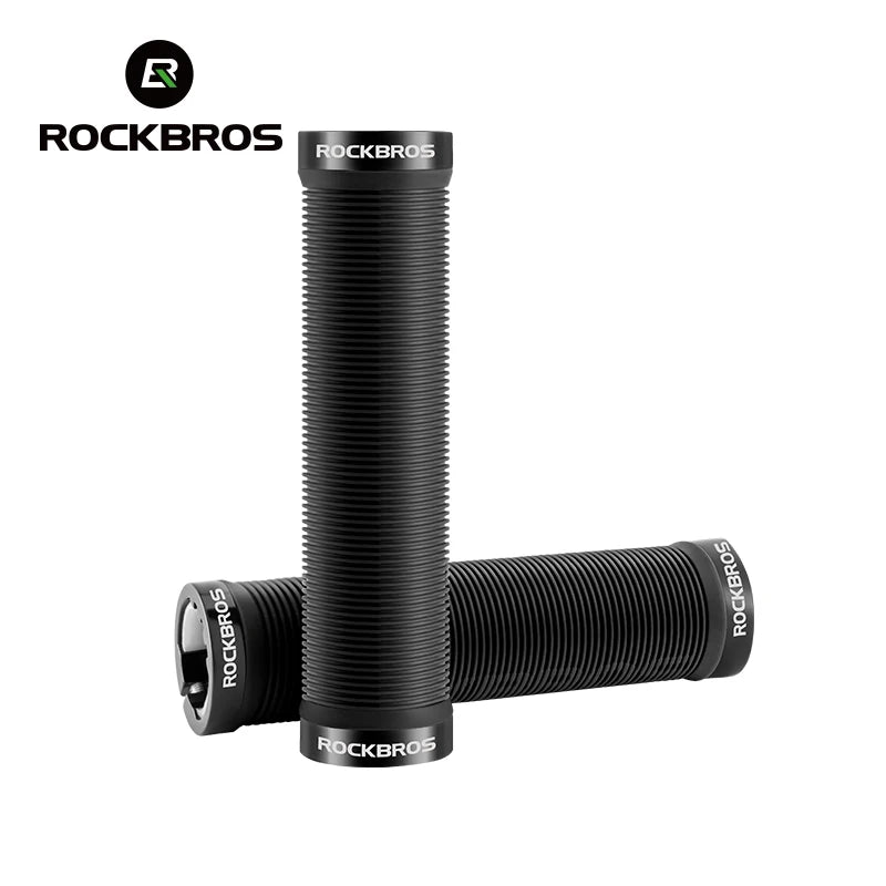 ROCKBROS Bicycle HandleBar Grips - Soft Rubber MTB Mountain Bike Grips with Dustproof Cover and Aluminum Alloy Lock Ring